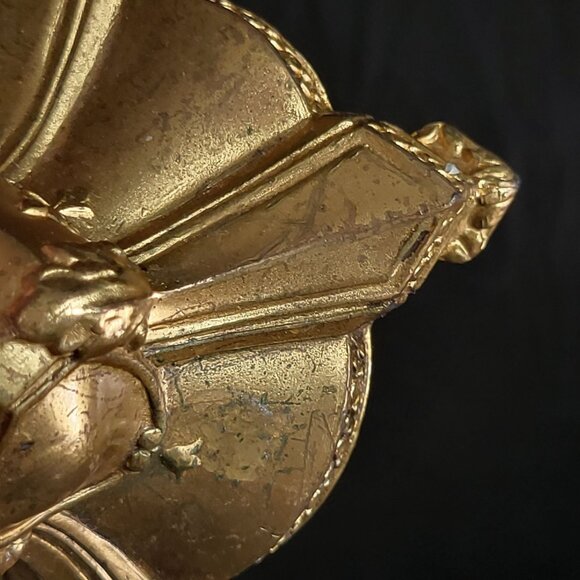 Pair of Vintage Victorian Art Nouveau Gold Tone Metal Candle Holders - Picture 8 of 8